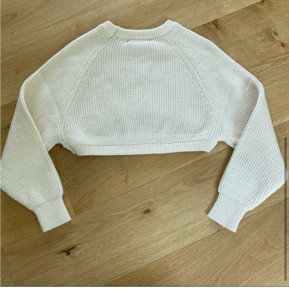 Storets Ivory Rib Knit Crop Sweater Long Sleeve S - Picture 4 of 4